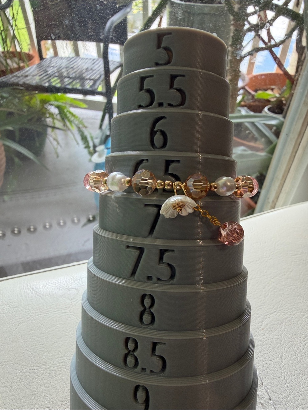 Handmade Pink Crystal & Pearl Stretch Bracelet - Unbranded
